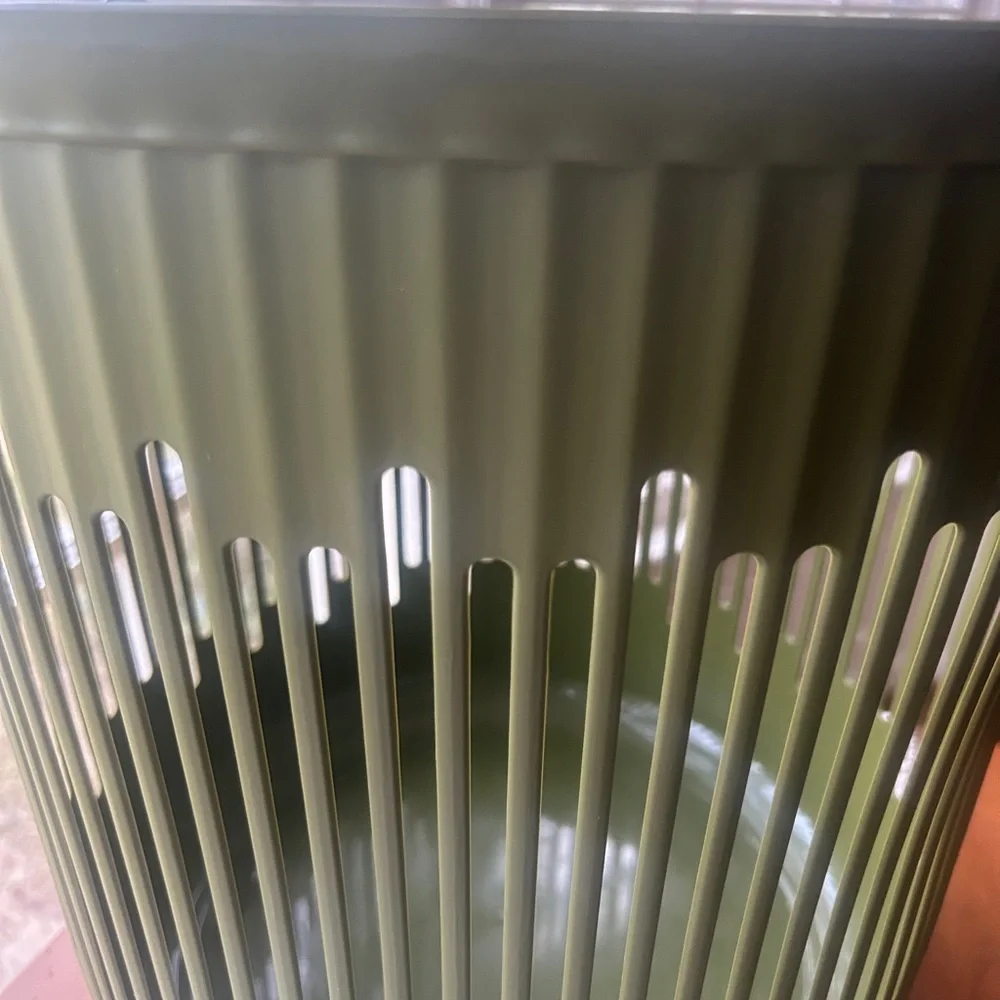 Viral JAPANDI Round Olive Green Storage Basket Leather Handles NEW